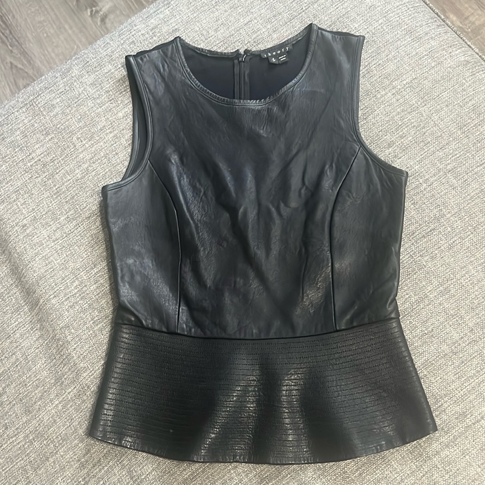 Leather top by Theory